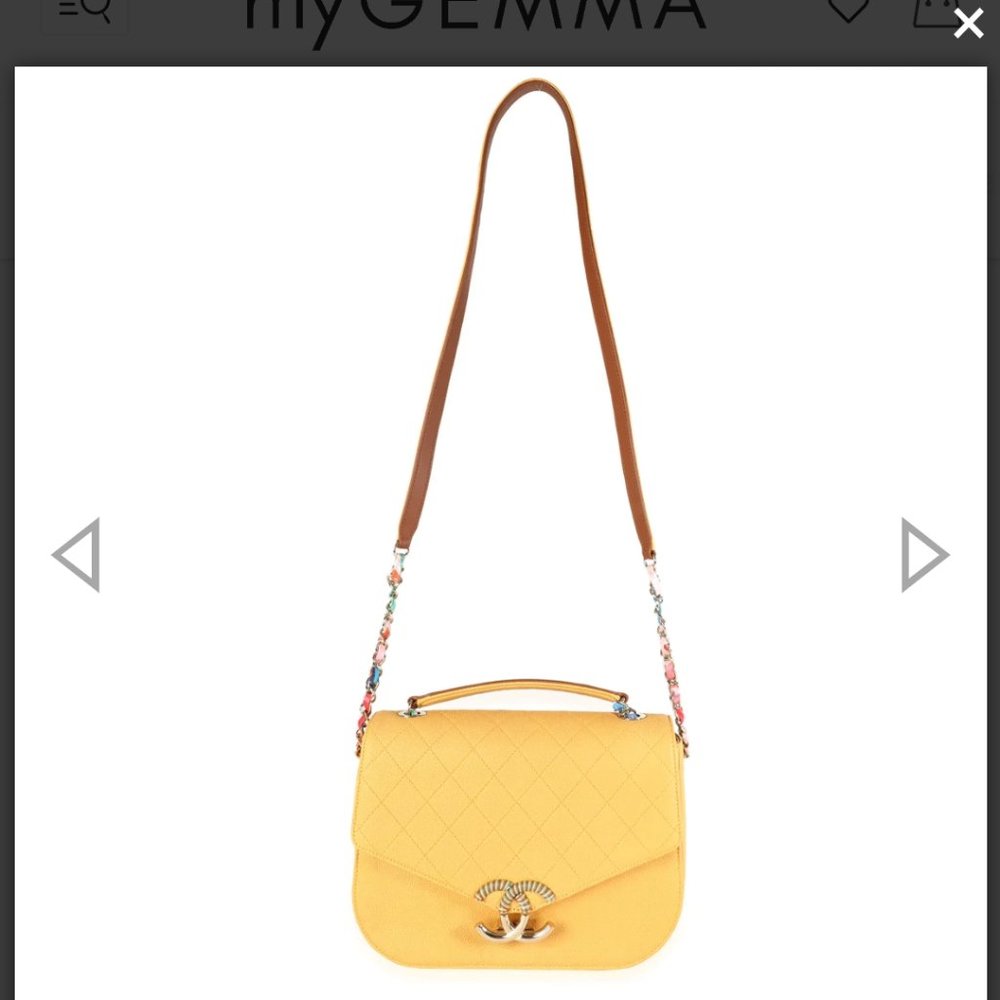 Chanel yellow caviar leather quilted cuba mini flap bag